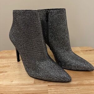 Jessica Simpson Pewter Glitter Gabor Ankle Boots